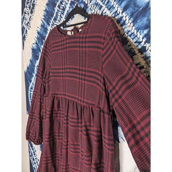Wild Fable Red Plaid Babydoll Dress Small - Picture 2 of 10